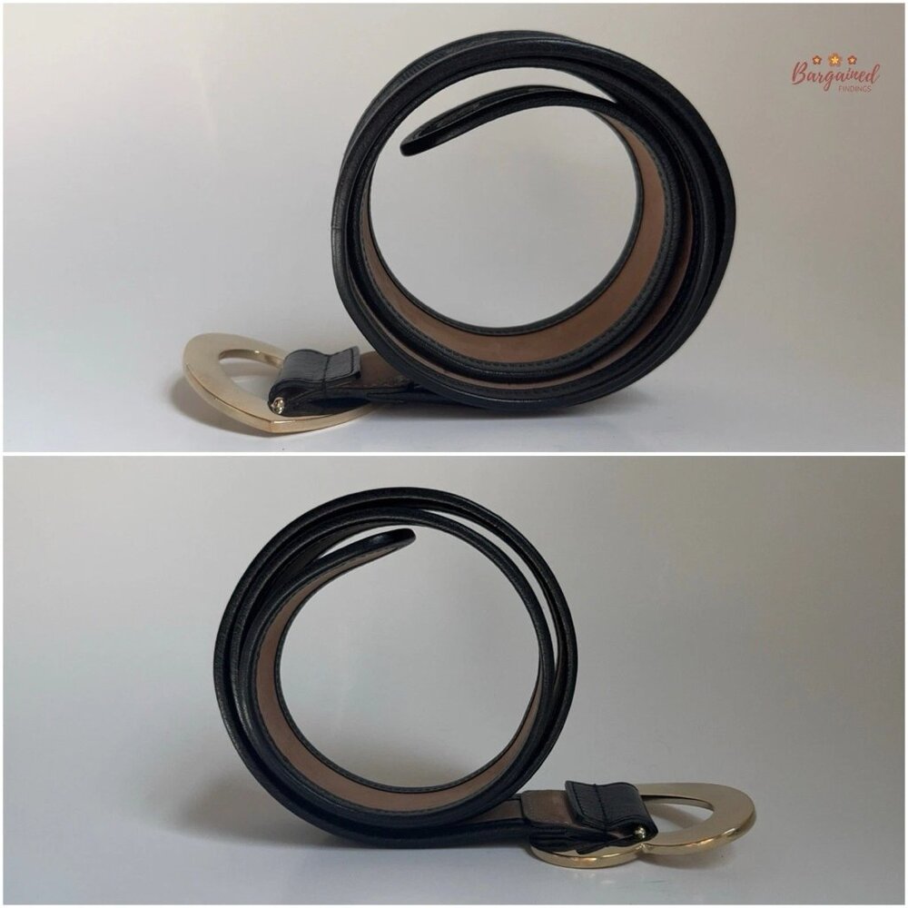 Authentic Gucci Black Monogram Canvas Leather Gold Heart Buckle Belt Size 75/30 - Picture 9 of 13